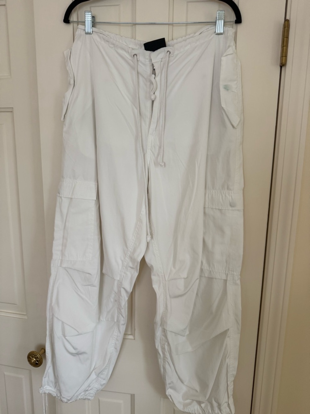 Local European White Drawstring Waist Jogger Pants
